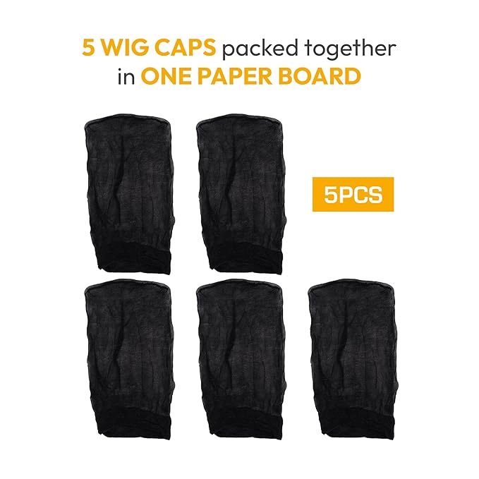 RED by Kiss HD Invisible Wig Caps (Black) - 5 Pcs