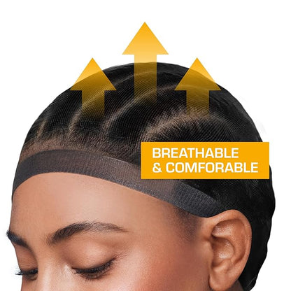 RED by Kiss HD Invisible Wig Caps (Black) - 5 Pcs