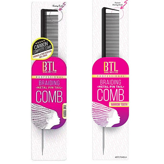 BTL BRAIDING METAL PINK TAIL COMB NARROW [BLK] BTLT04