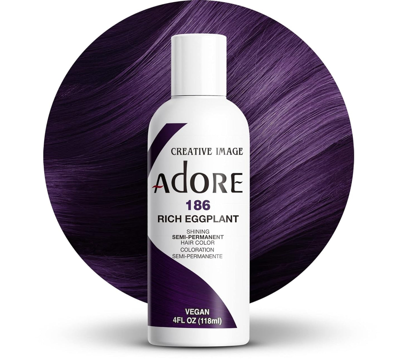 Creative Image Adore Semi-Permanent Hair Color - #186 Rich Eggplant - Color 186 swatch