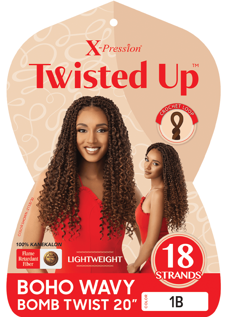 X-PRESSION - TWISTED UP - CROCHET BOHO WAVY BOMB TWIST 20
