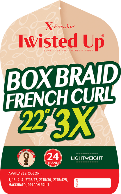 X-PRESSION - TWISTED UP - BOX BRAID FRENCH CURL 22 3X