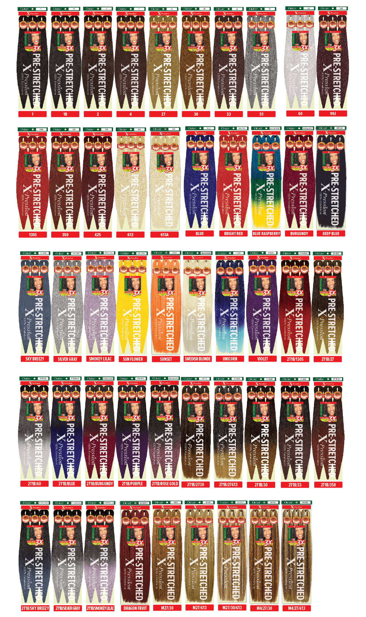 X-PRESSION BRAID-PRE STRETCHED BRAID 42 3X