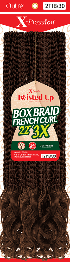 X-PRESSION - TWISTED UP - BOX BRAID FRENCH CURL 22 3X
