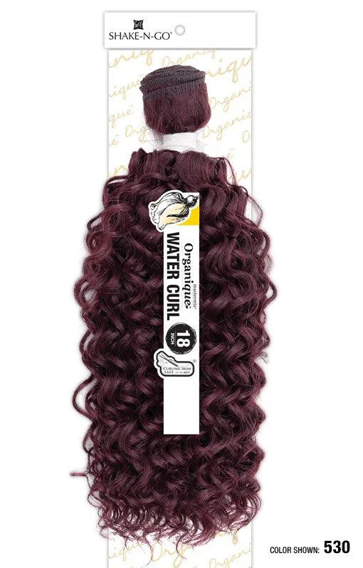 Organique Water Curl 18-inch synthetic hair bundle packaging in color 530. It features deep reddish-brown water wave curls.