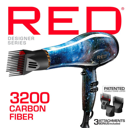RED PRO 3200 Turbo Pro Detangler AC Hair Dryer, 3 Heat/2 Speed Settings, Cool Shot Button, Powerful Airflow, 3 Additional Styling Attachments with Detangling Pik -  Leopard