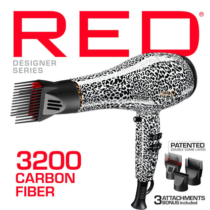 RED PRO 3200 Turbo Pro Detangler AC Hair Dryer, 3 Heat/2 Speed Settings, Cool Shot Button, Powerful Airflow, 3 Additional Styling Attachments with Detangling Pik -  Galaxy