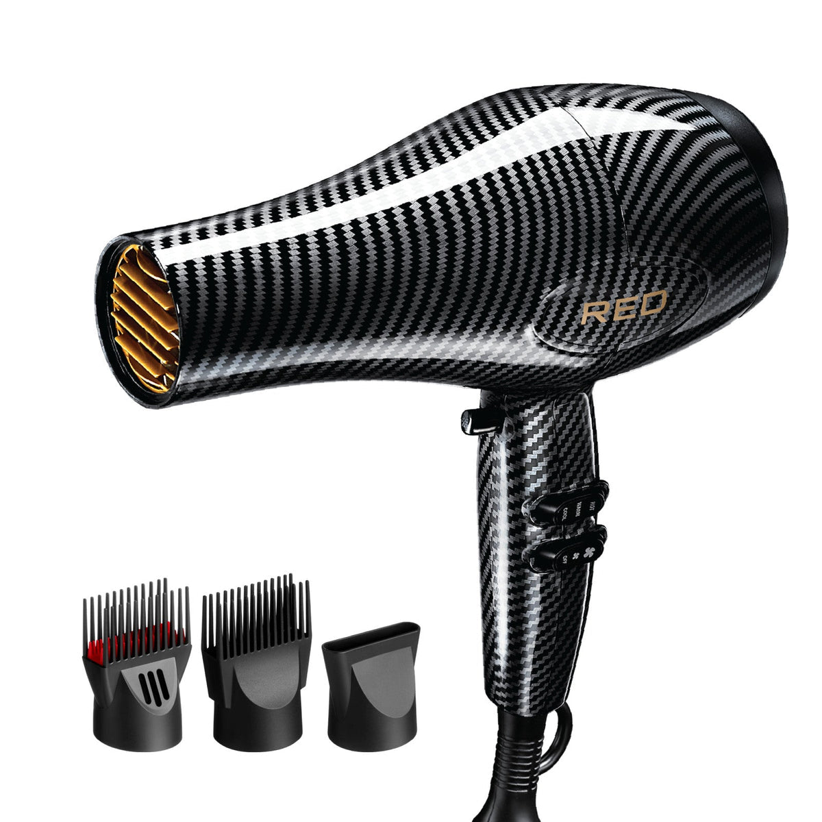RED PRO 3200 Turbo Pro Detangler AC Hair Dryer, 3 Heat/2 Speed Settings, Cool Shot Button, Powerful Airflow, 3 Additional Styling Attachments with Detangling Pik -  Leopard