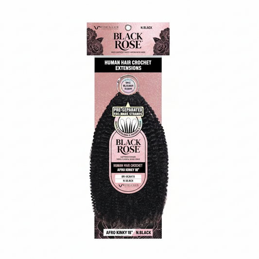 Black Rose human hair crochet extensions packaging on a white background
